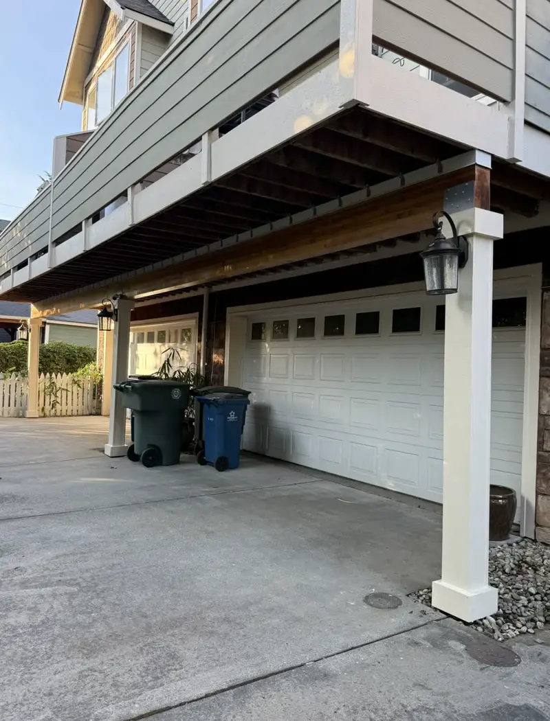 Garage post rebuilt and wrapped