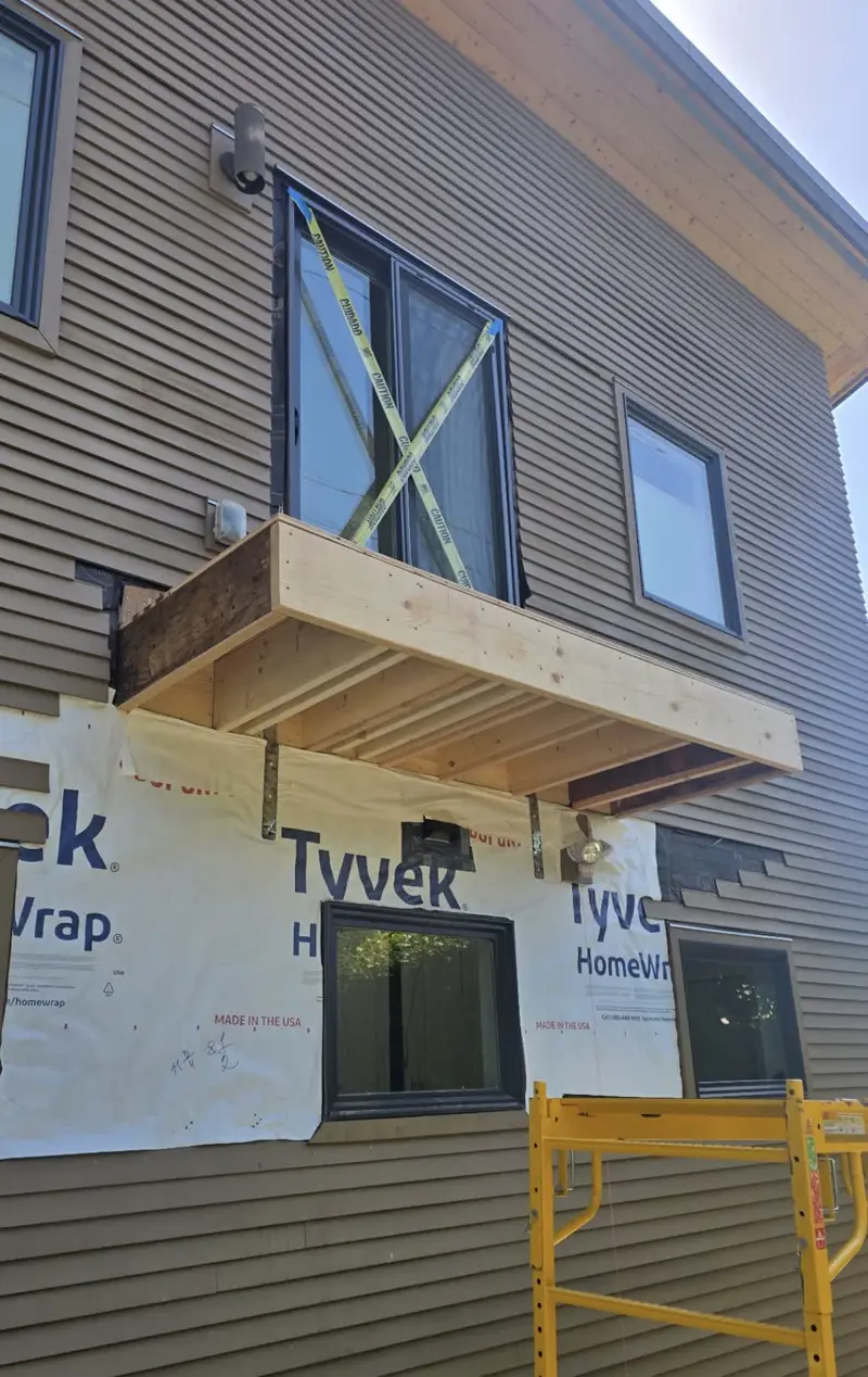 After: Balcony framing rebuilt